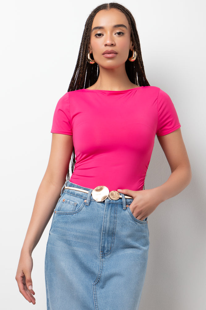 Short Sleeve Bodysuit Pink