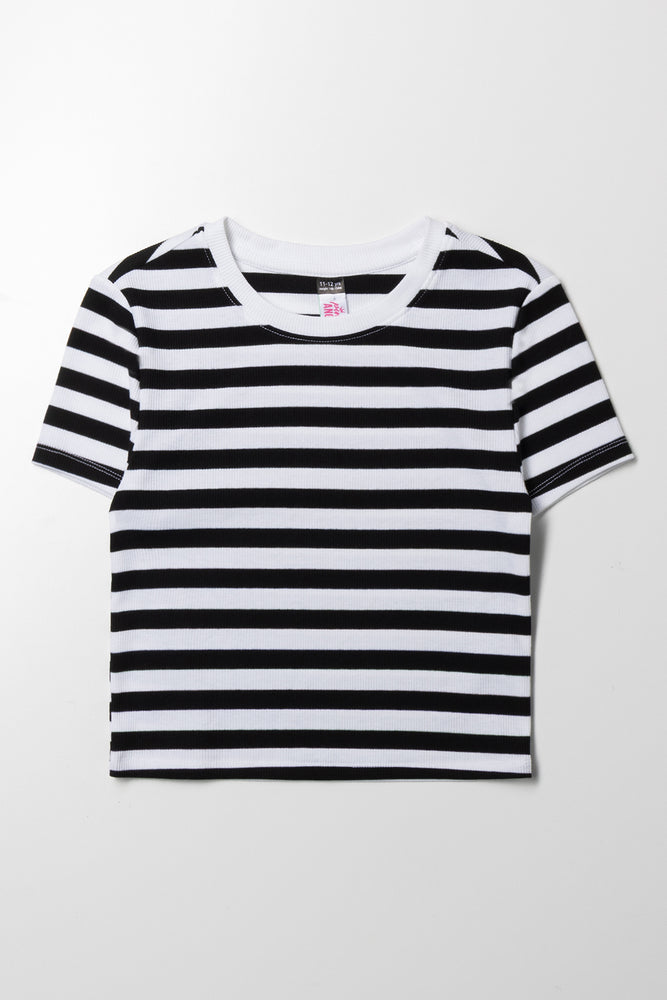 Stripe Short Sleeve T-Shirt Black And White
