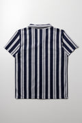 Stripe Short Sleeve Shirt Navy (2)