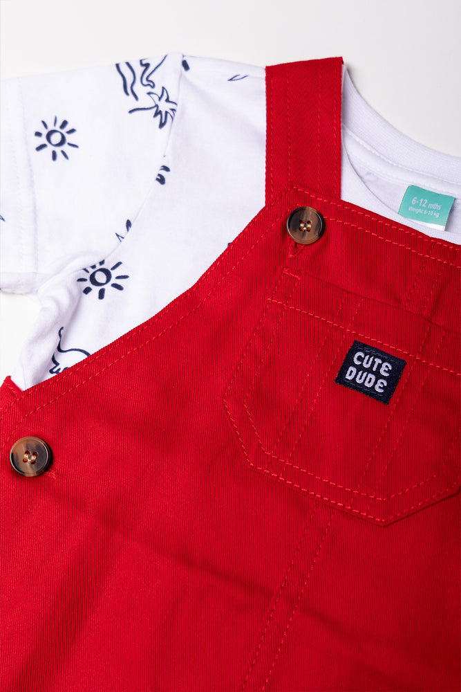 Dungaree Set Red