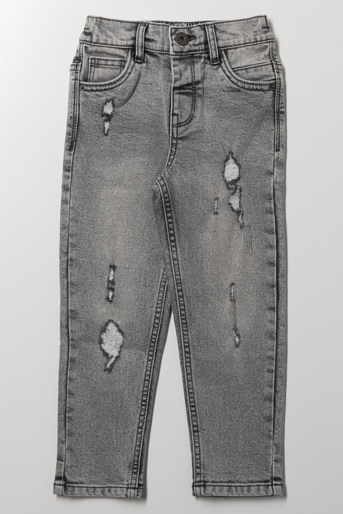 Rip And Repair Skinny Denim Jeans Grey
