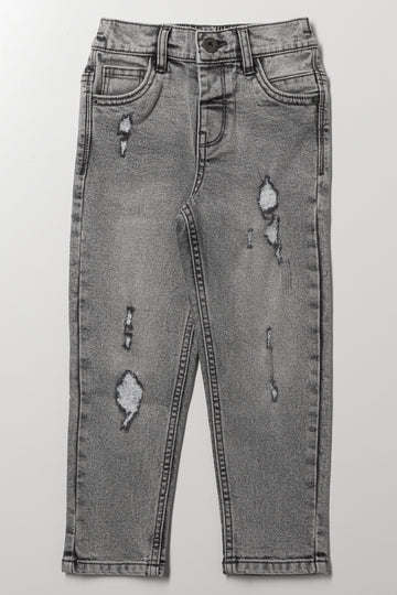 Rip And Repair Skinny Denim Jeans Grey