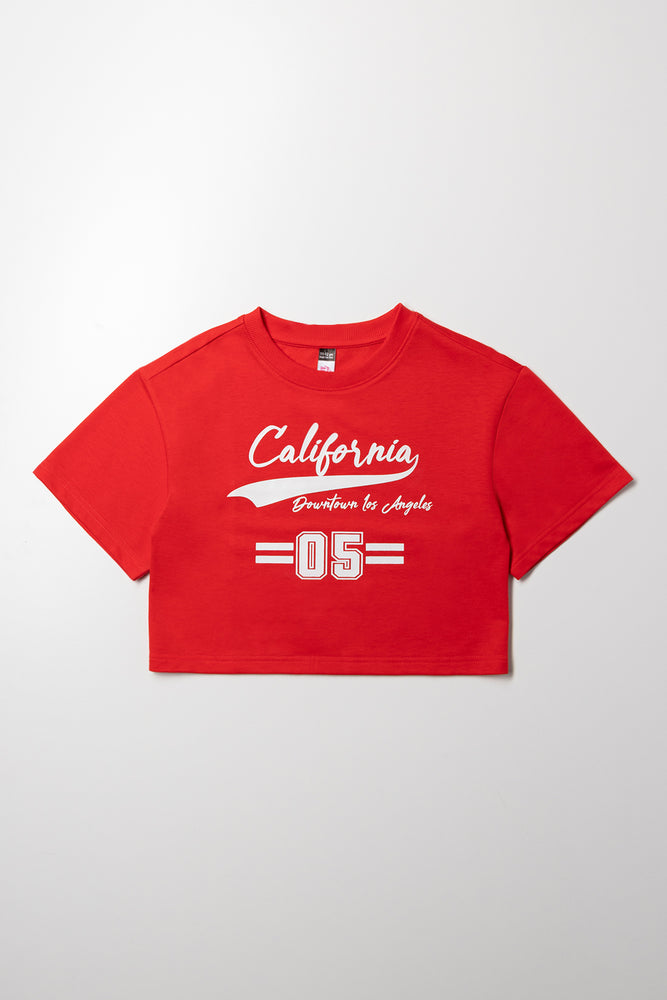 Boxy Printed T-Shirt Red