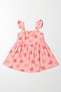 Ruffled Sleeve Dress Pink