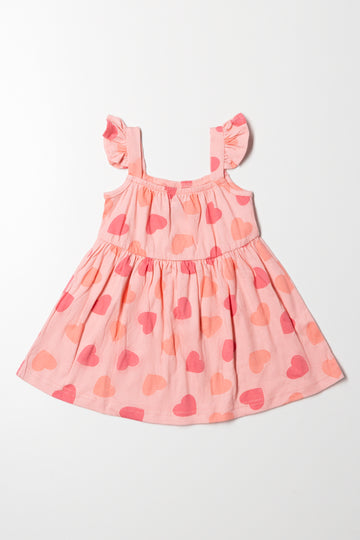 Ruffled Sleeve Dress Pink