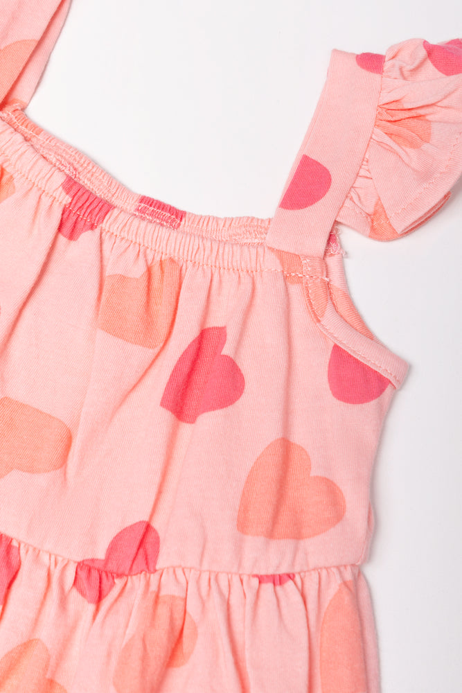 Ruffled Sleeve Dress Pink (1)