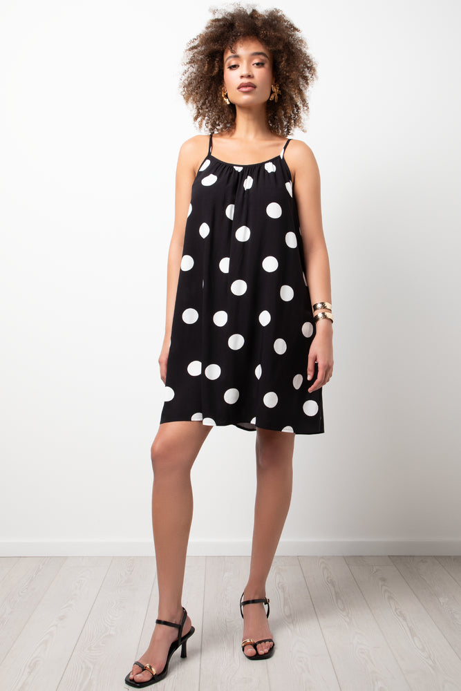 Spot Strappy Dress Black And White