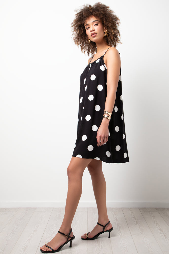 Spot Strappy Dress Black And White