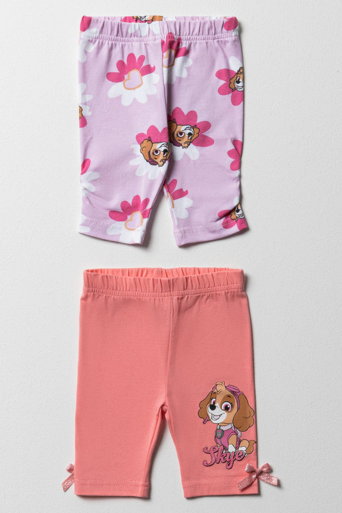 Paw Patrol 2 Pack Cropped Leggings Pink