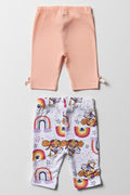Paw Patrol 2 Pack Cropped Leggings Peach & White (3)