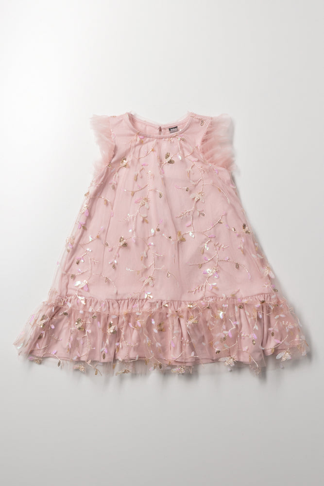 Sequin Mesh Dress Pink
