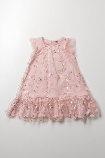 Sequin Mesh Dress Pink