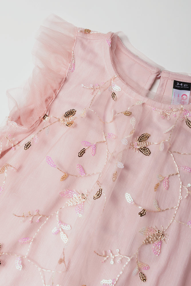 Sequin Mesh Dress Pink