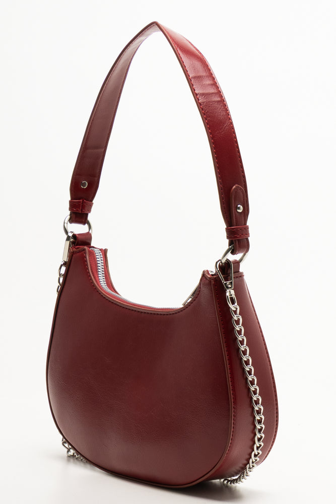 Crescent Bag With Chain Red