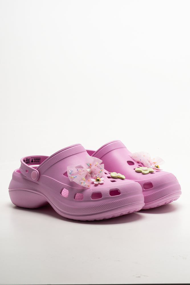 Bow Charm Clogs Pink