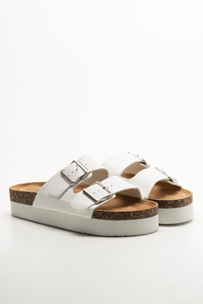 Platform Double Strap Platform White