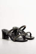 Diamante Mule Block Heel Black