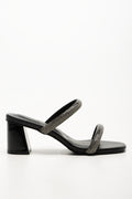Diamante Mule Block Heel Black (1)