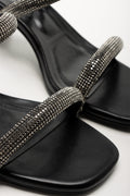 Diamante Mule Block Heel Black (2)