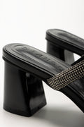 Diamante Mule Block Heel Black (3)