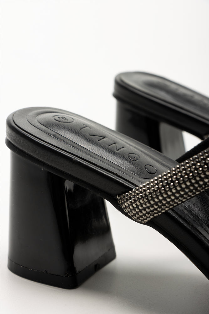 Diamante Mule Block Heel Black (3)