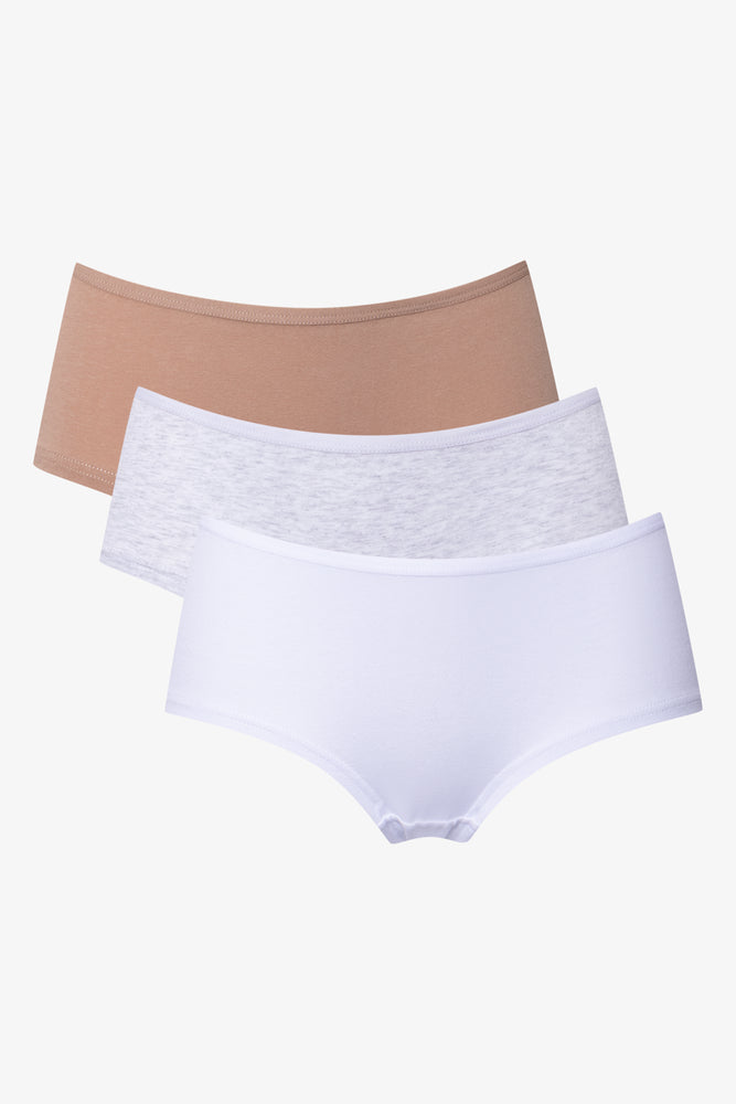 3 pack Cotton Boyleg Panties Natural