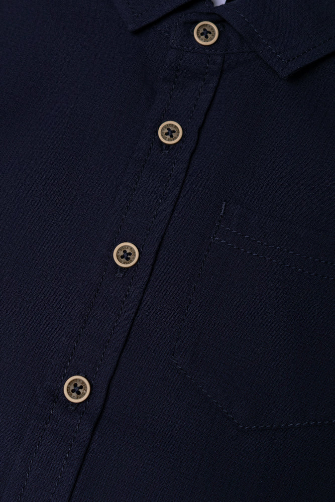 Linen Short Sleeve Shirt Navy