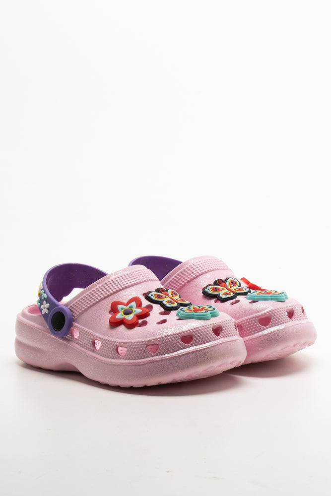 Flower Charms Clogs Pink