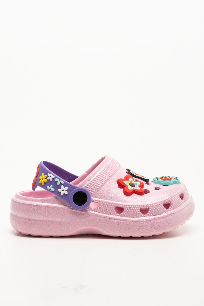 Flower Charms Clogs Pink
