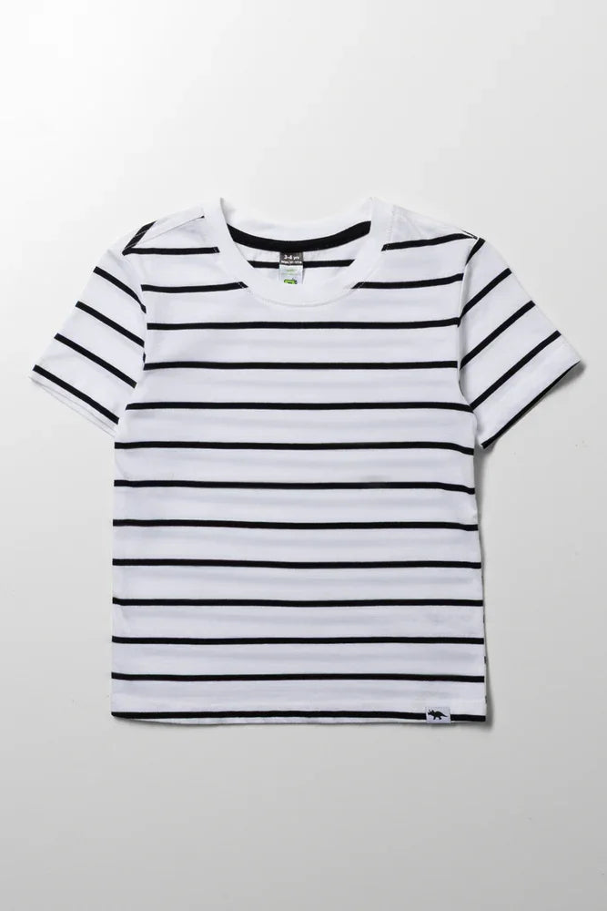 Stripe Short Sleeve T-Shirt  White And Black