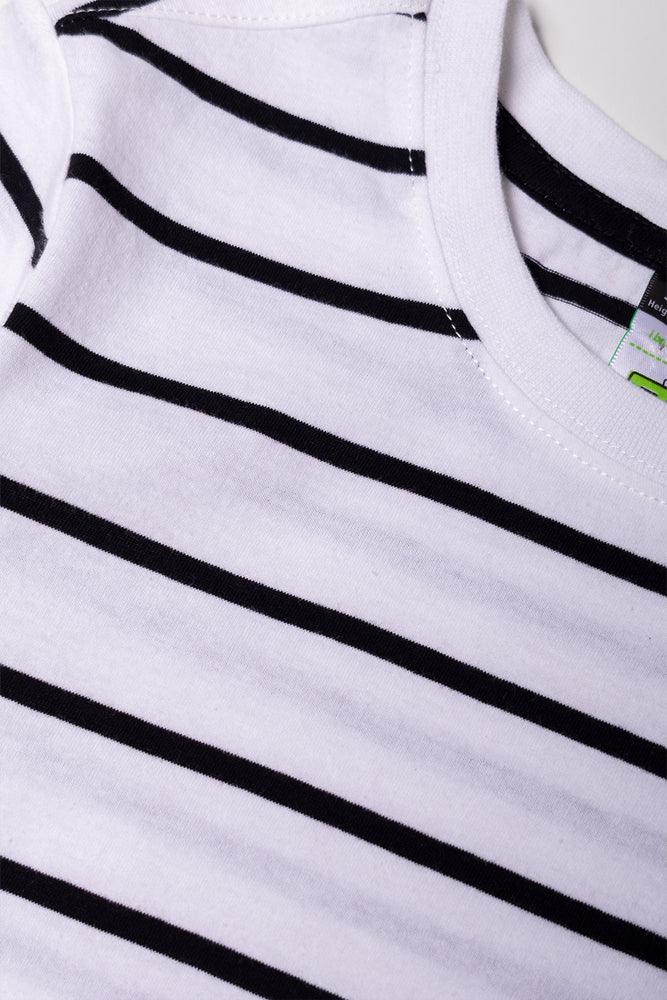 Stripe Short Sleeve T-Shirt  White And Black