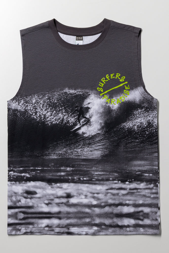 Ombre Sleeveless Vest Dark Grey