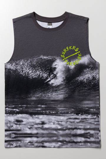 Ombre Sleeveless Vest Dark Grey