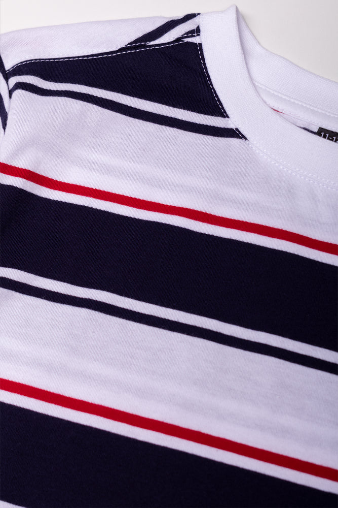 Short Sleeve Stripe T-Shirt Navy And White
