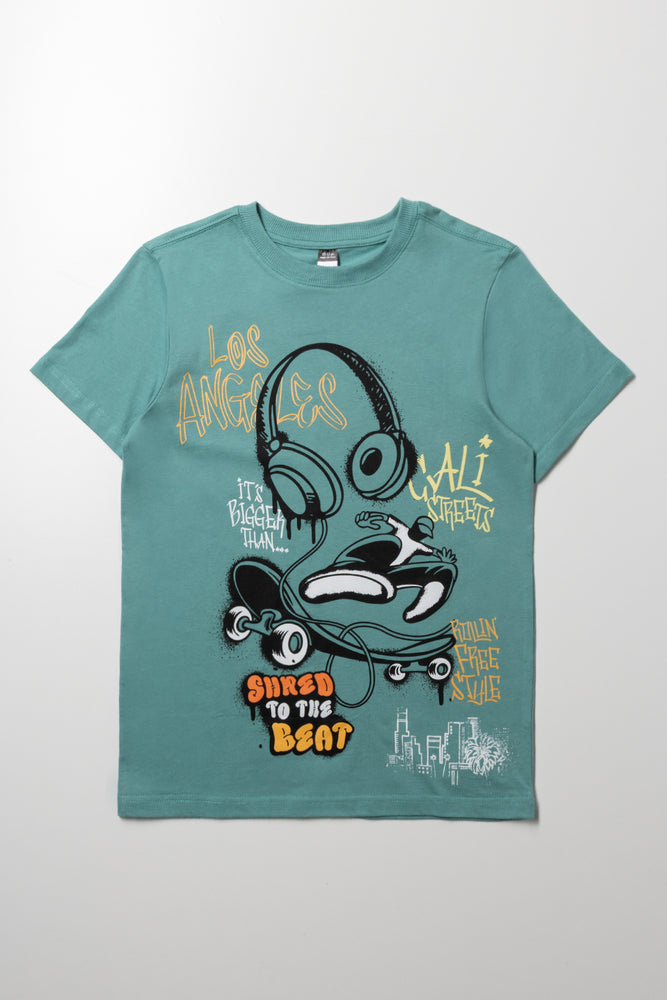 Headphones Short Sleeve T-Shirt Teal