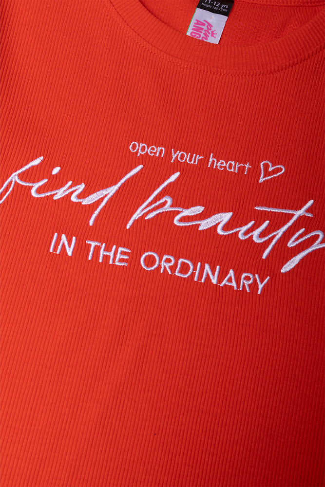 Find Beauty Rib Short Sleeve T-Shirt Red