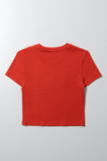 Find Beauty Rib Short Sleeve T-Shirt Red (2)