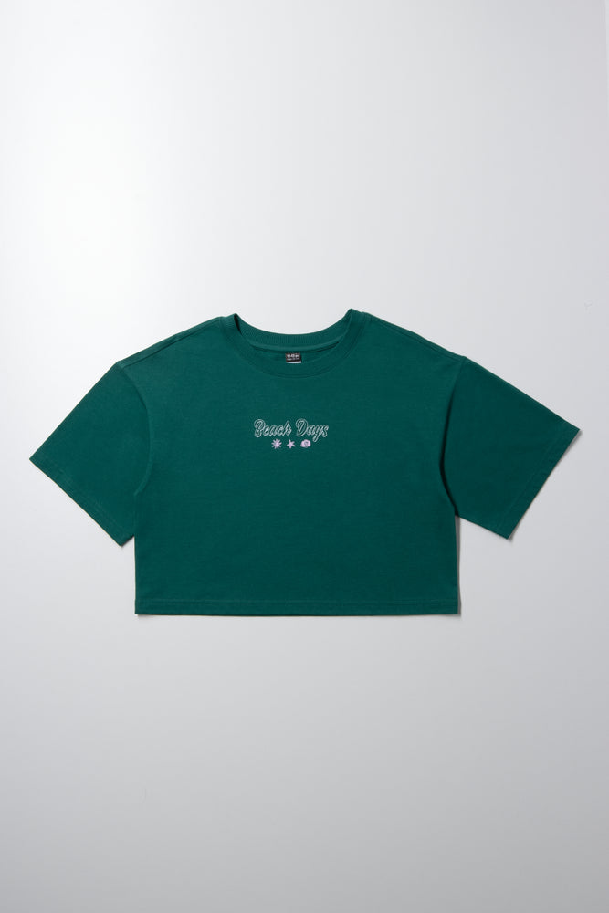 Boxy Cropped T-Shirt Green