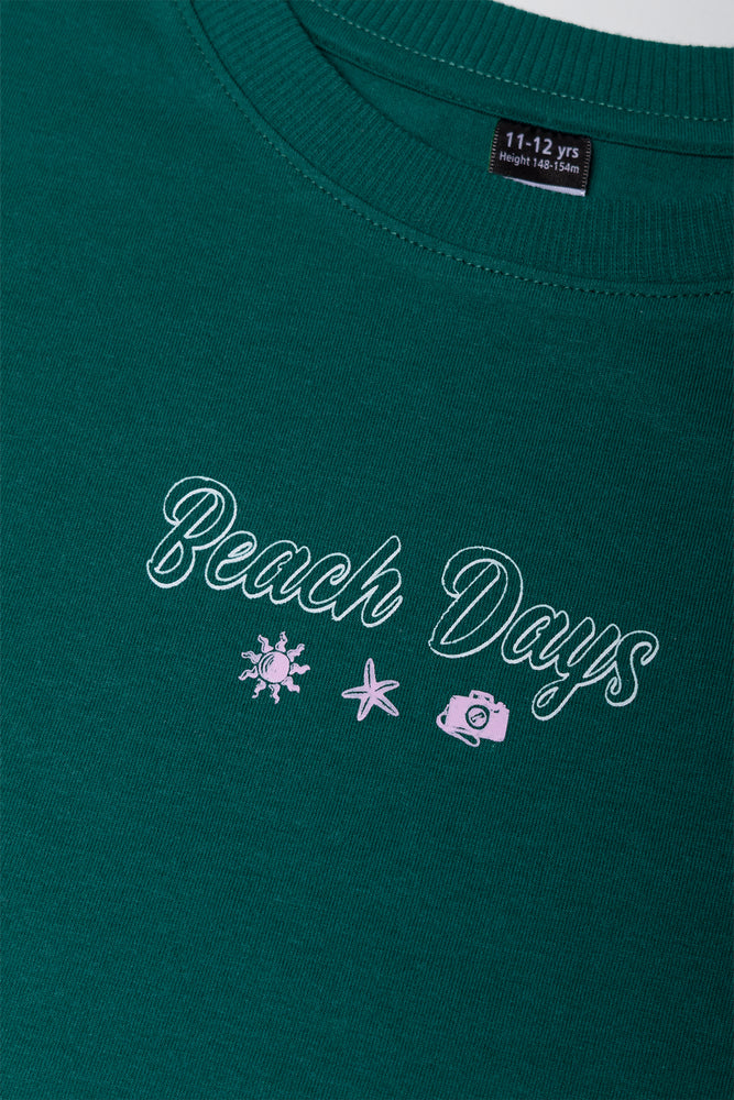 Boxy Cropped T-Shirt Green