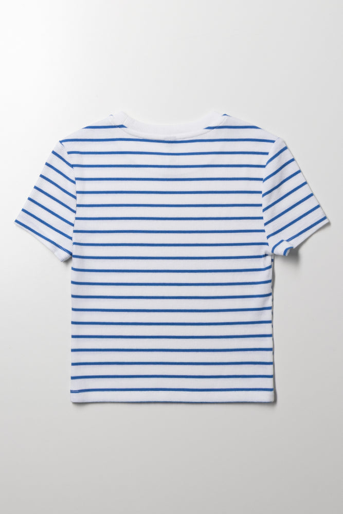 Stripe Rib Baby Tee Blue And White (2)