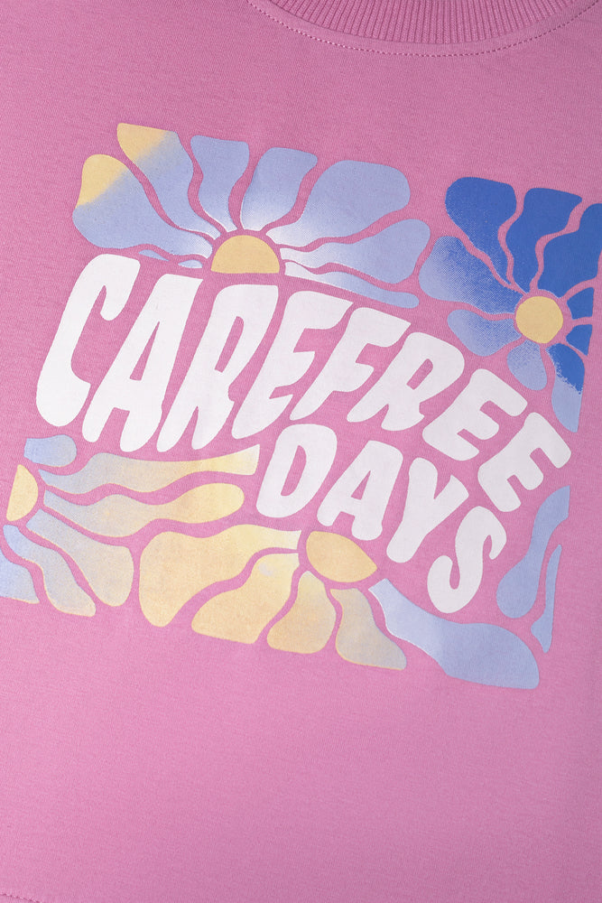 Carefree Days Boxy Short Sleeve T-Shirt Pink