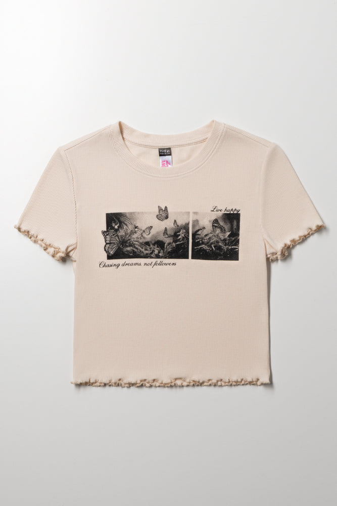 Rib Short Sleeve T-Shirt Natural