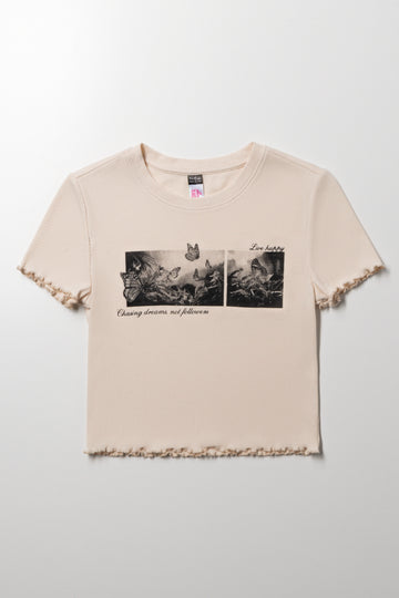 Rib Short Sleeve T-Shirt Natural