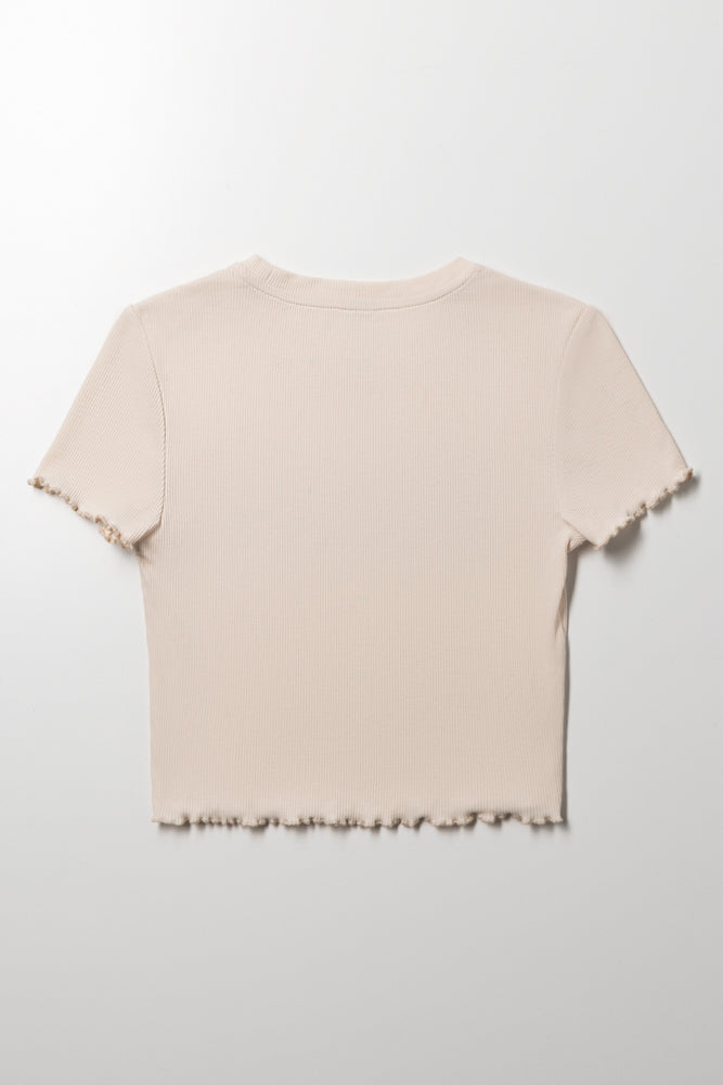 Rib Short Sleeve T-Shirt Natural (2)