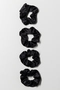 4 Pack Silky Scrunchies Black