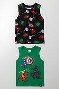 Avengers 2 Pack Vests Green And Black