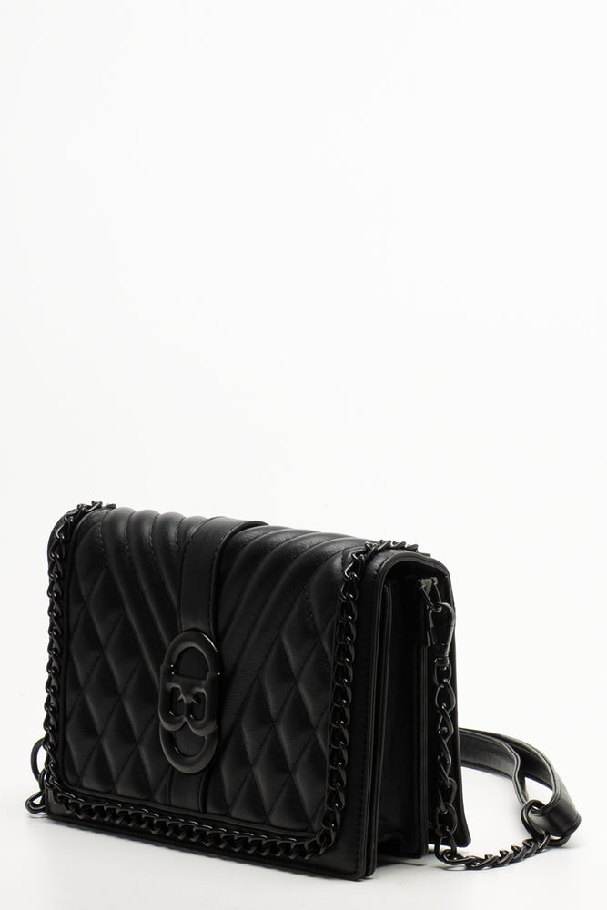 Padded Chain Detail Bag Black