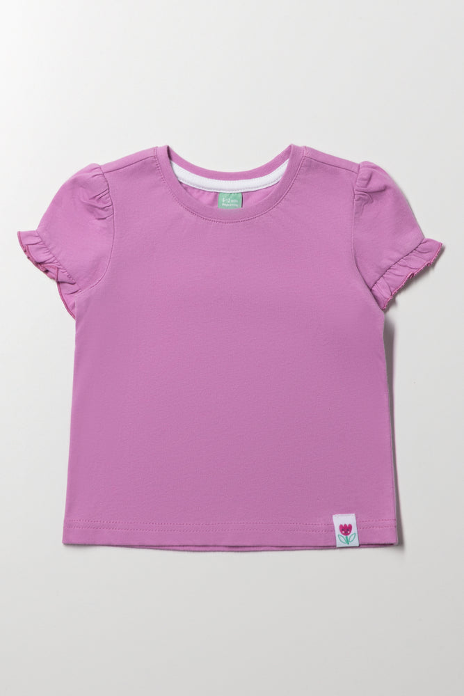 Frill Sleeve T-Shirt Purple
