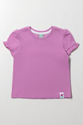 Frill Sleeve T-Shirt Purple