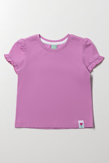 Frill Sleeve T-Shirt Purple